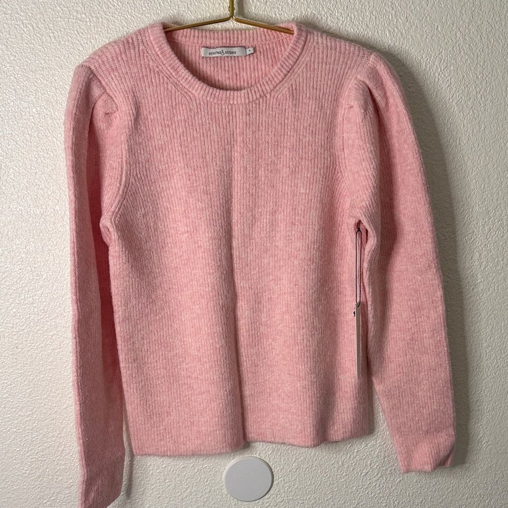 Stitches & Stripes- Soft Pink Crew Neck Sweater- Size Small